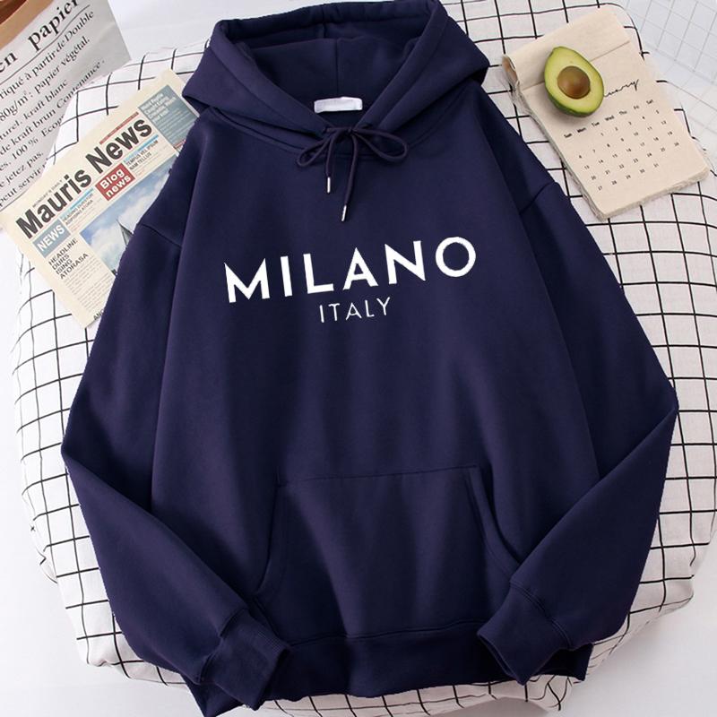 Hot Milano Letter Print Hoodies Women Men Fashion Graphic Hooded 2000s Casual Unisex Sweatshirt Women's Autunm Winter Clothing