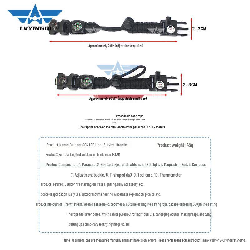 Мужской браслет-паракорд для выживания с мультитулом