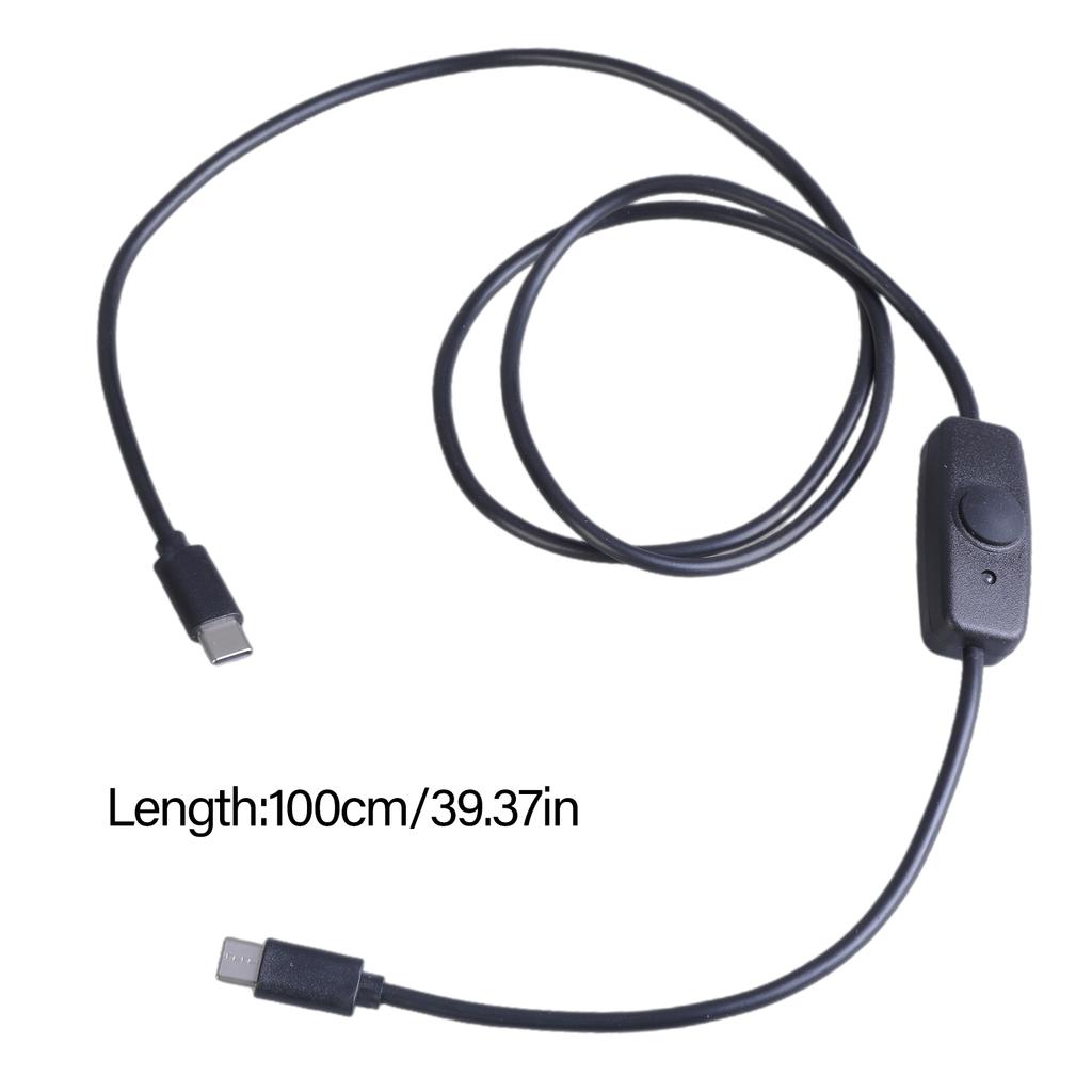 USB Type C Data Cable with Power Switch Button Male To Male Charging Extension Cord Wire for LED Light Fan Desk Lamp