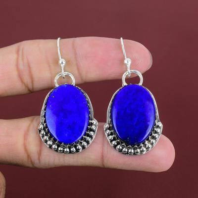Lapis Lazuli Küpeler Gerçek Değerli Taş Küpe 925 Ayar Gümüş Küpe El Yapımı Küpe Lapis Lazuli Mücevherat İyi Küpe Düğün Hediyesi