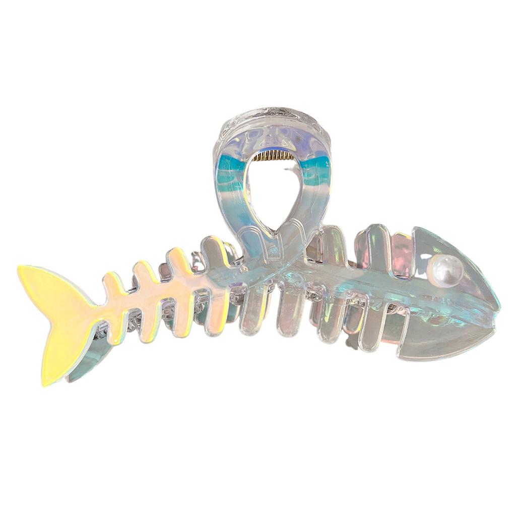 Pearlescent Girls Hair Claw Creative Fish Bone Shaped Shark Gripper For Women Trendy Hair Decor Accessories INS Style Hair Clips