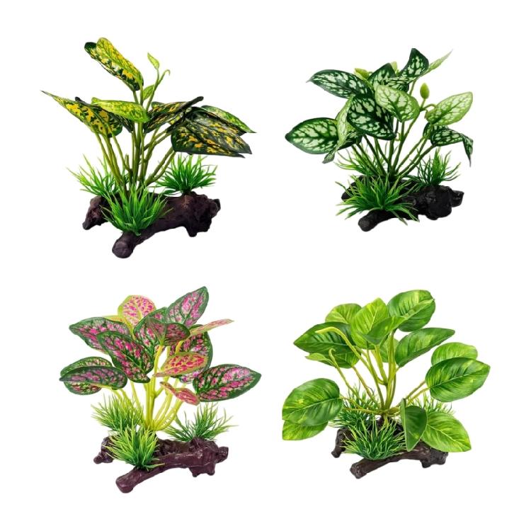 

4pack Reptiles Plant Aquariums Plant Artificial Tortoises Accessories Vivarium Decoration & Fish Tanks Accessories 1