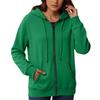 Women's Loose And Comfortable Zipper V-neck Long Sleeved Solid Color Pullover Sweatshirt Jacket