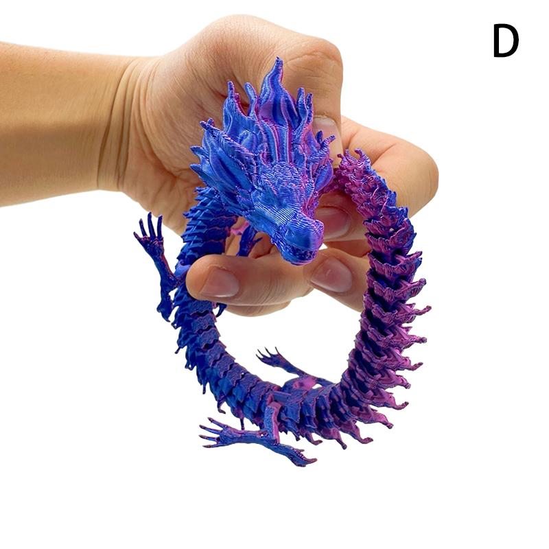 

3D Printed Dragon Rotatable Articulated Dragons Western Style Crystal Dragon Home Office Desktop Craft D