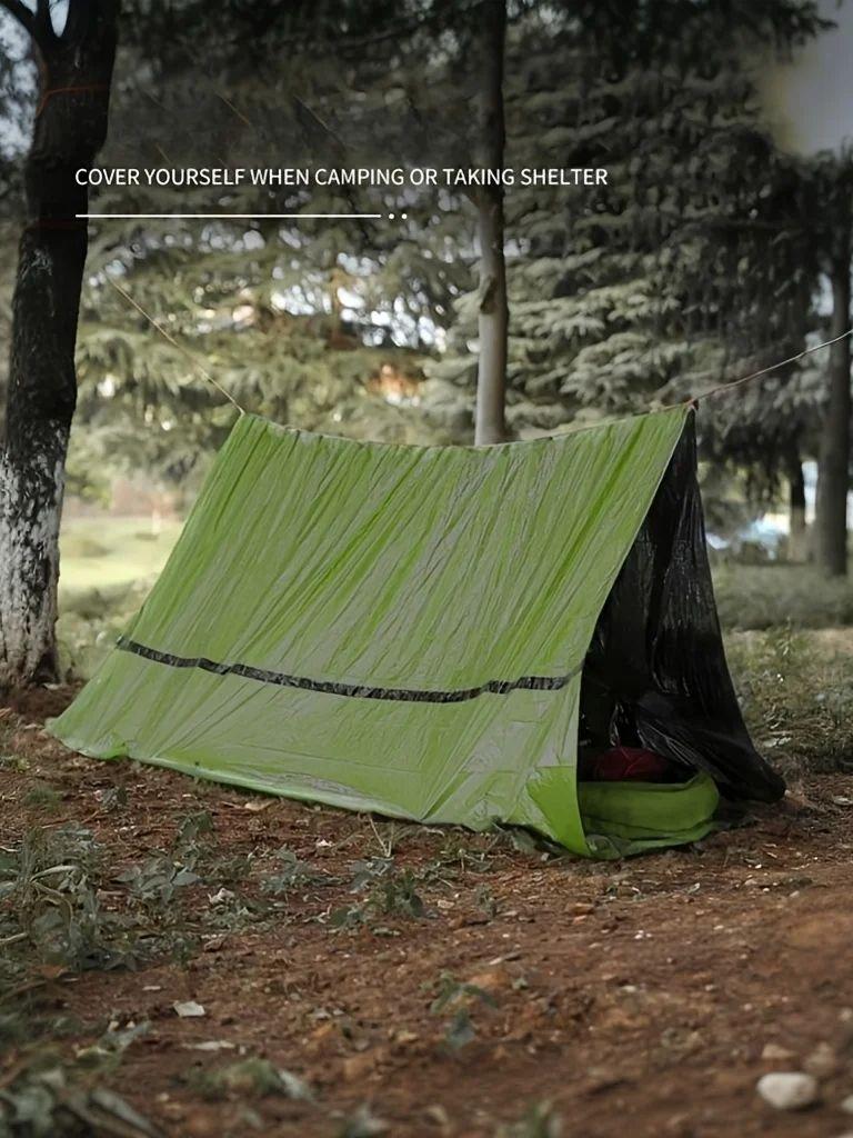 1-person emergency survival shelter tent - lightweight, compact and portable, equipped with safety posts, high visibility, insta