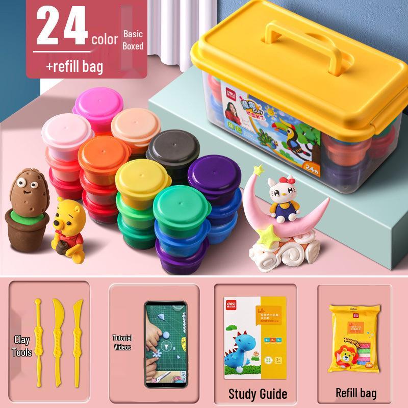 24-Color Food-Grade Playdough for Kids: Safe Light Clay for Kindergarten Modeling