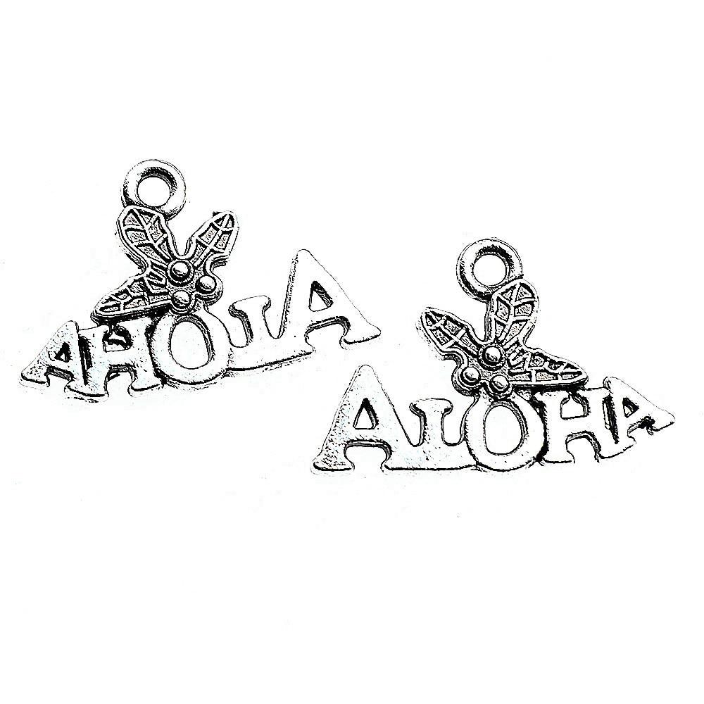 

20шт Алоха Шармы Шармы Античное серебро Цвет Цинковый сплав 21X14mm