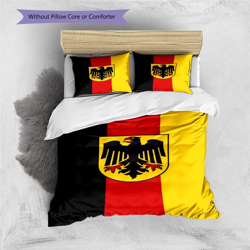 Germany Flag Eagle Black Red Yellow Stripe Print Duvet Cover Set 3Pcs National Symbol Bedding Bedroom Home Decor Without Pillow Core Comforter
