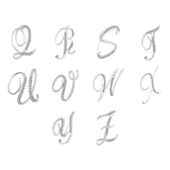 1 Pc Fashion Unisex Rhinestone English Letters Alphabet A-Z Brooch Pin Ornament