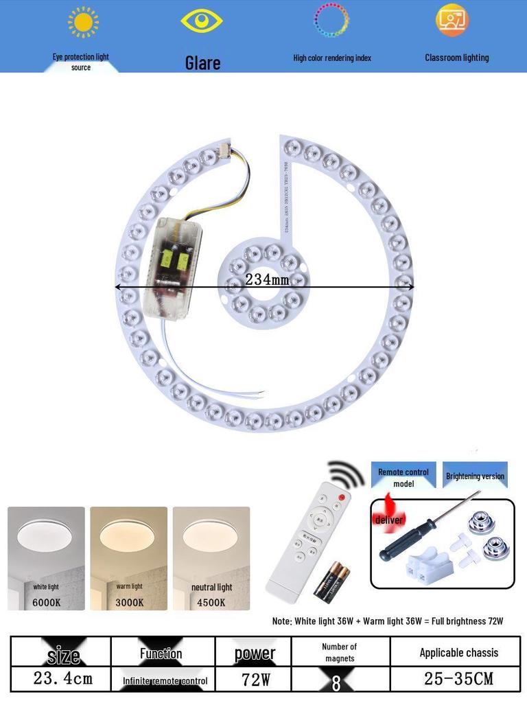 Ceiling LED Light Replacement Panel with Tricolor Changing Beads for Living Rooms