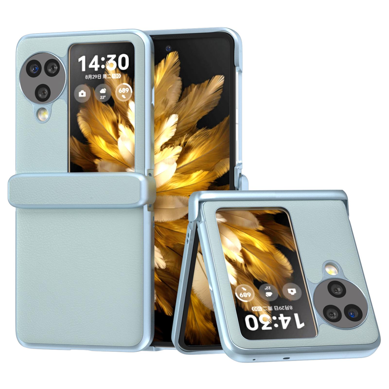 

Для Oppo Find N3 Flip 5G чехол шарнирная защита кожаный чехол для складного телефона из ПК Baby Blue