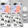 Lovely Baby Panda Print Case For Samsung Galaxy Z FlIP 7 FE 6 5 Z Flip7 Flip6 Flip5 Luxury Plating PC+PU Leather Hybrid Folding Phone Cover