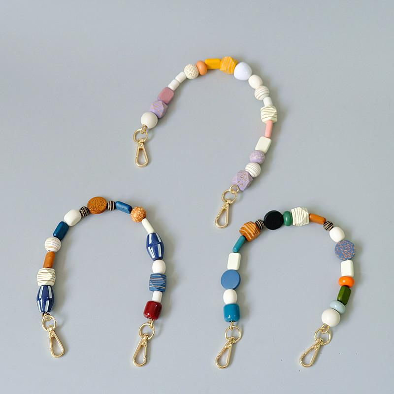 Nowa torebka damska akcesoria kolorowe drewniane koraliki z żywicy część ręcznie wykonana opaska na nadgarstek etui na telefon pasek kobiety wymiana torby łańcuszek z uchwytem