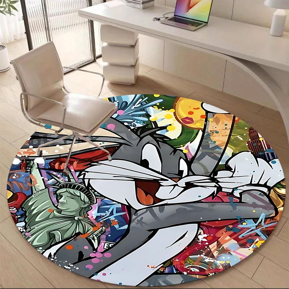 1PC Bugs Bunny Office Round Area Rug, Indoor Mat Suitable For Office, Under Office Chairs Bedroom Living Room Home Decor DT1212040