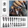 Halloween Ghost Face Matte Nails: 24-Piece Black & White Spider Web and Skull Stickers