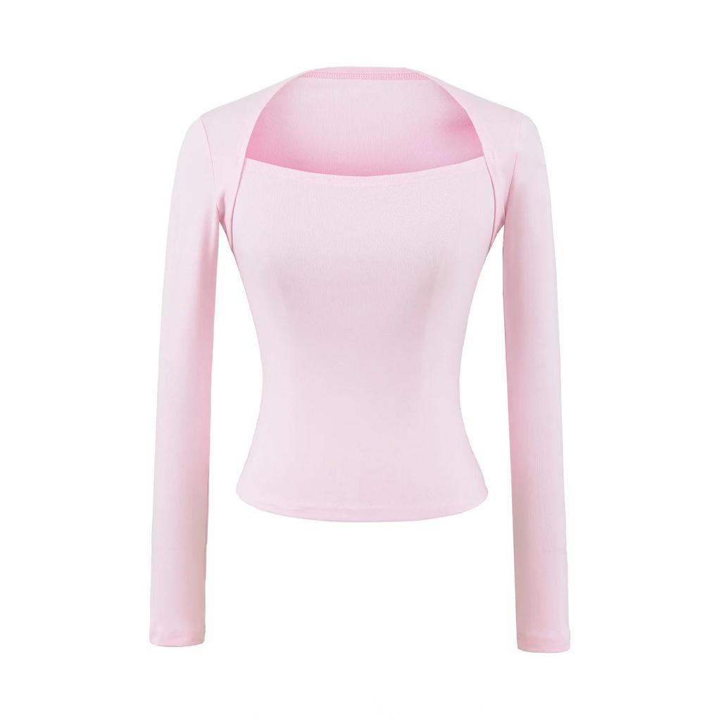 Hot Girl Square Neck Off-Shoulder Slimming Long Sleeve Top for Women