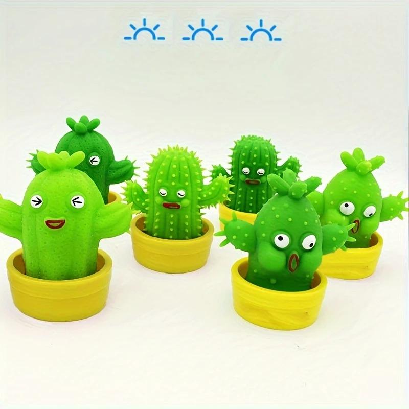 Cute silicone cactus stress relieving toy - elastic and stretchable rubber shaped figurine,suitable for birthday and party gifts