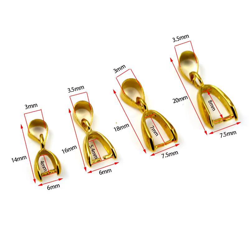 20Pcs Copper Gold Silver Plated Pendant Pinch Bail Clasps Necklace Hooks Clips Connector For DIY Jewelry Making Findings