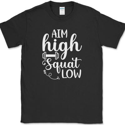Țintește Sus Genuflexiuni Joase Tricou Sală Amuzant Sală Fitness Antrenament Ridicare Greutăți Tricou