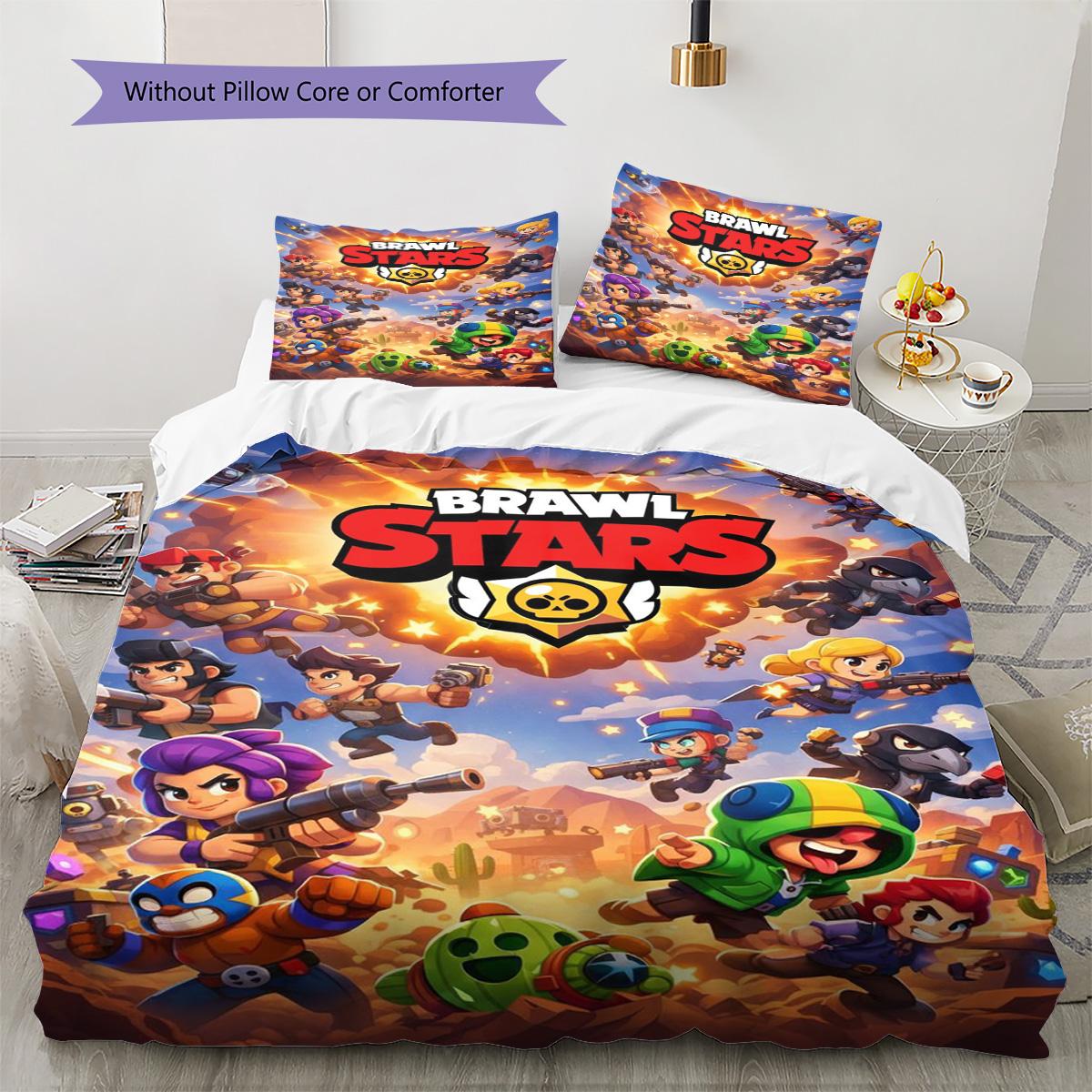 

Game Brawl Stars Pattern Bedding Quilt Set Quilt Cover Pillowcase Home Decoration Birthday Gift (1 * duvet cover + 2 * pillowcase, without core) 135x200cm