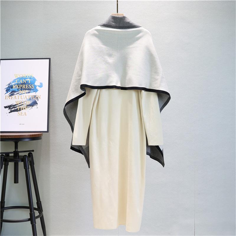 Shawl Jacket Knitted Dress Two Piece Set For Women's Autumn Loose Skirt Temperament Fashion Set