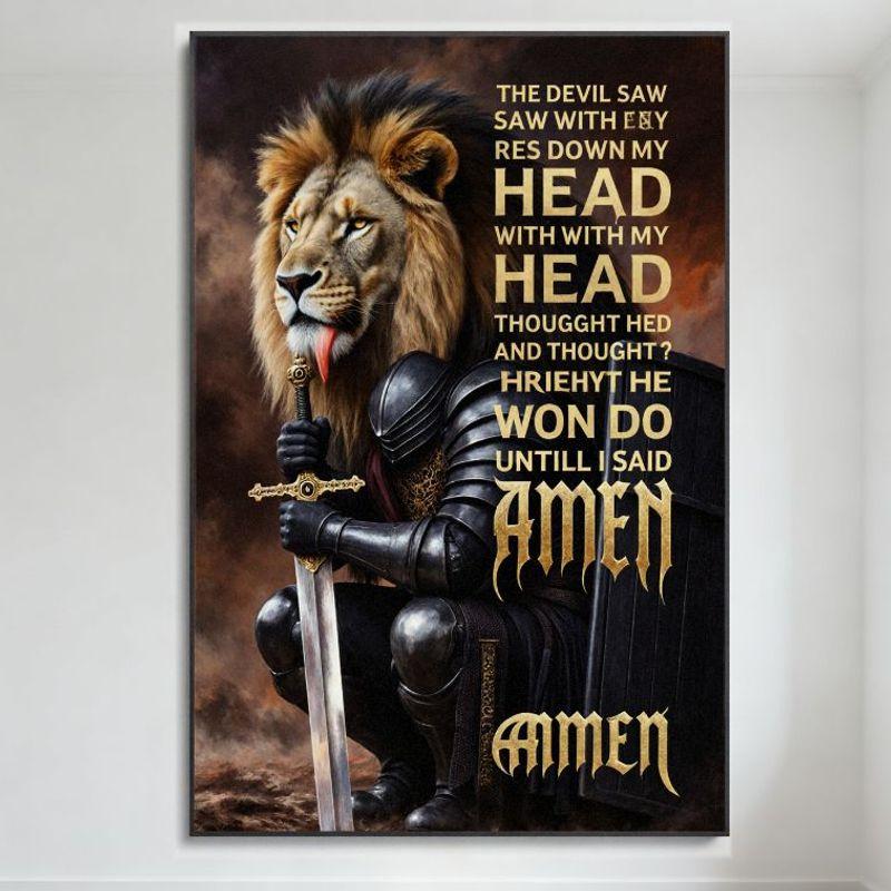 

Anthropomorphic Lion Knight with Sword Metal Tin Sign, Stormy Background The Devil Saw Art Plaque for Home Decor, Bar, Man Cave 20x30cm（7.8x11.8inch）