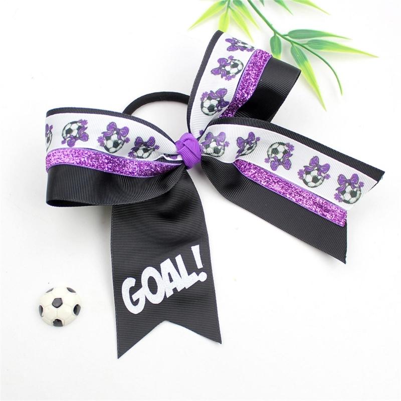 10PCS Soccer Themed Fabric Hair Bowknots Supporter Hair Decorations Perfect For Sports Event And Celebration
