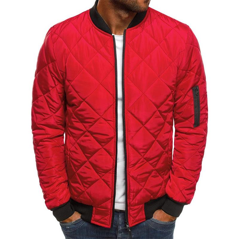Men's Solid Color Quilted Cotton Jacket with Stand Collar - 2023 Winter Edition