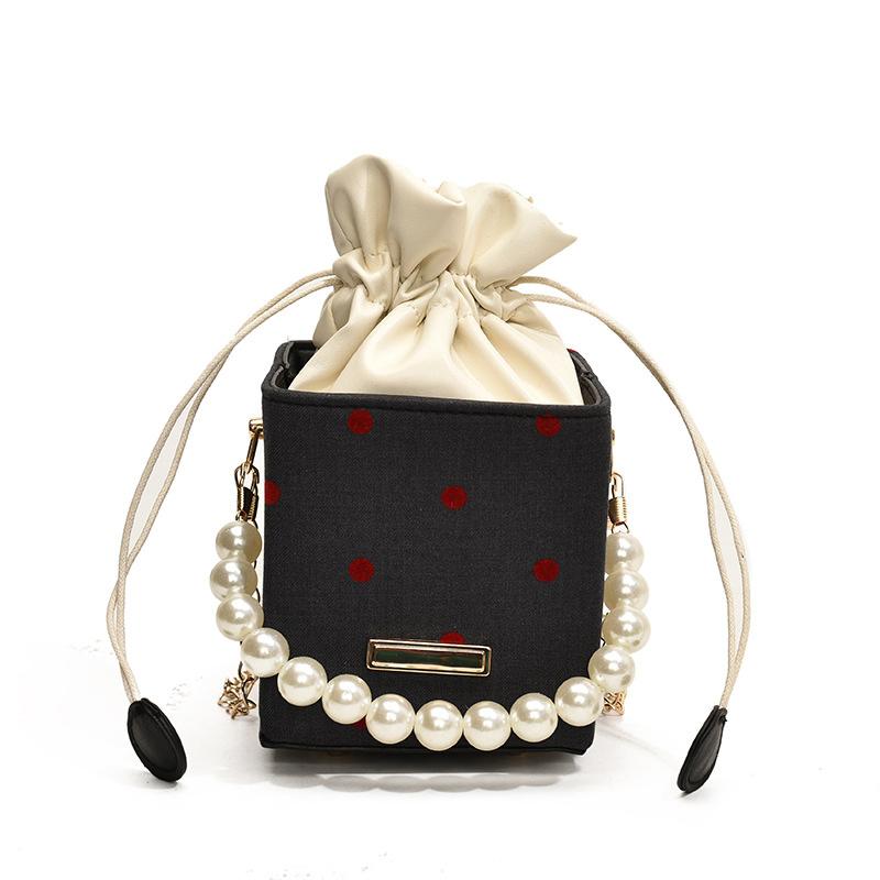 

Fashionable Pearl Handheld Small Square Shoulder Bag For Women With Trendy Patterns And Versatile Design Polka Dot