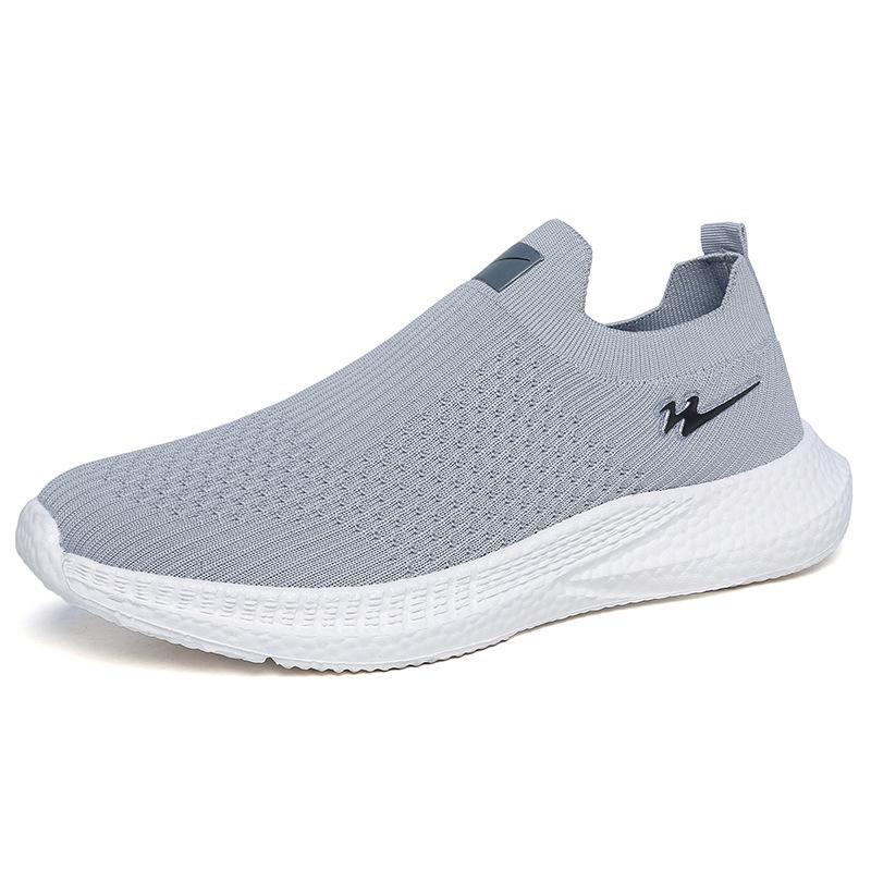 

Shoes men s 2024 spring new fashion versatile casual single shoes fly-woven breathable men s sports shoes soft-soled trendy shoes 44 сірий колір