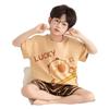 Summer Cartoon Print Boys' Pajama Set - Short Sleeve, Round Neck, Lightweight - For Kids