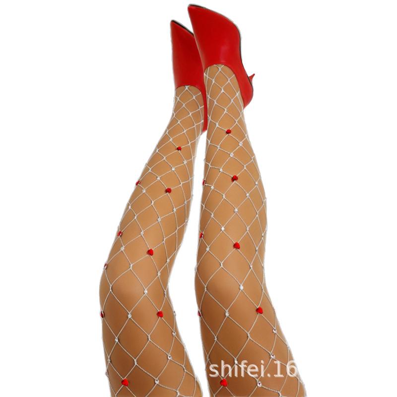 

Сексуальные сетчатые чулки с сердечками из страз - Европейский и американский стиль One Size