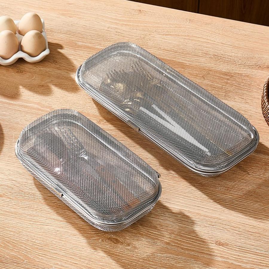 304 Stainless Steel Mesh Tableware Storage Box Empty Box Outdoor Portable Storage for Chopsticks Spoon Box Children's