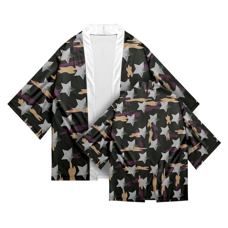 

Летний черный этнический японский топ с 3D-принтом и женским кимоно 4XL