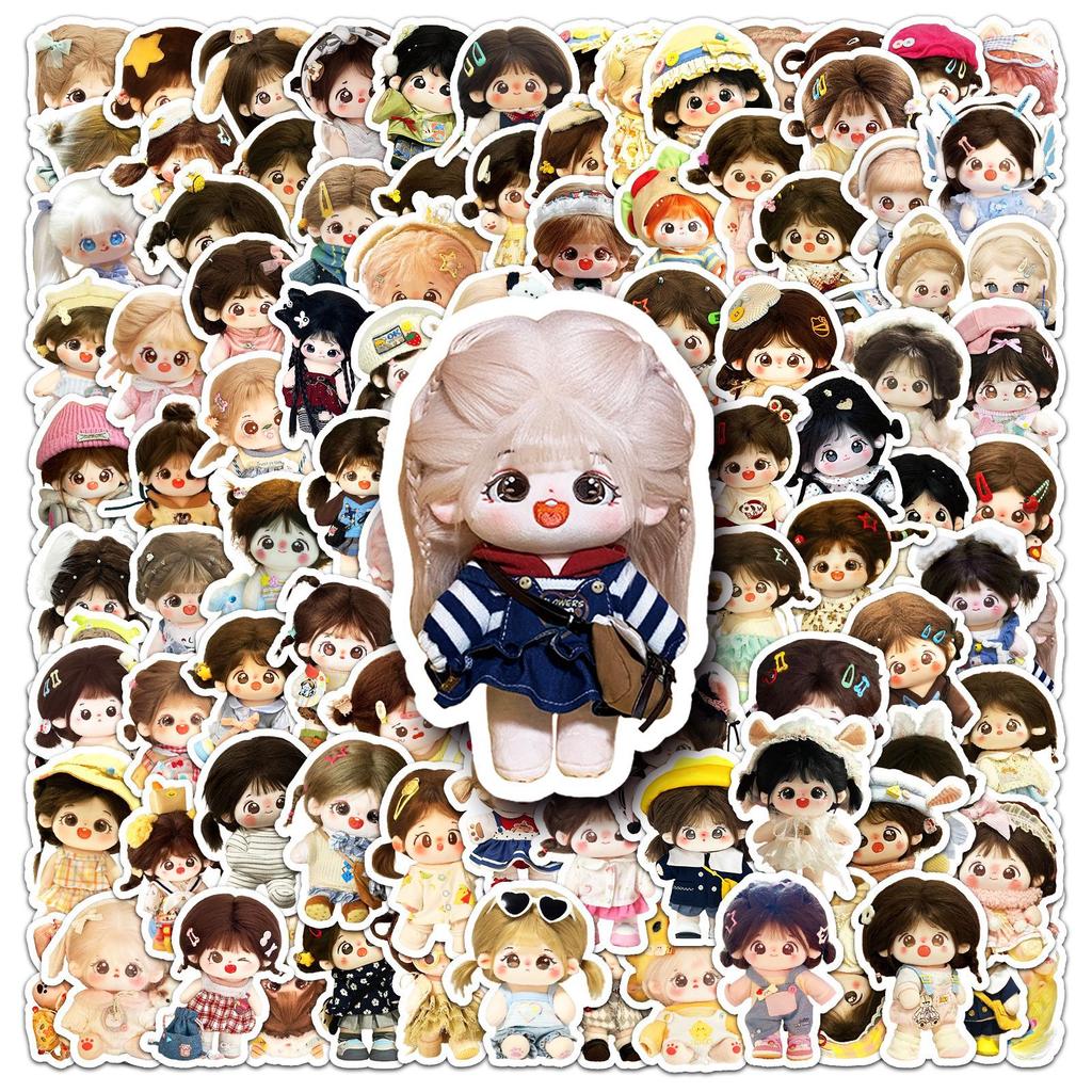 100 Pieces of Cotton Doll Cute Stickers Cartoon Guka Hand Account Creative Decorative Water Cup Mobile Phone Small Mochi Stickers