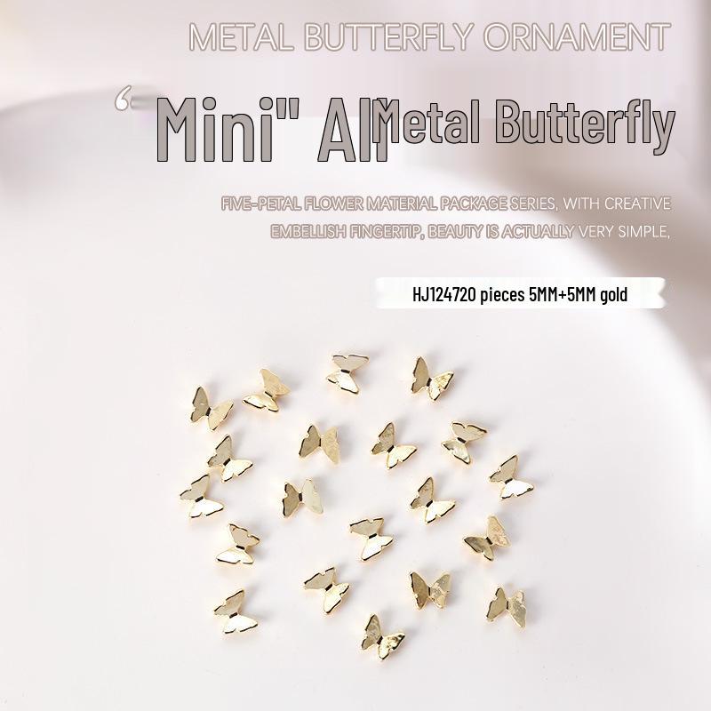20-Piece Minimalist 3D Butterfly Nail Art Decorations in Gold & Silver