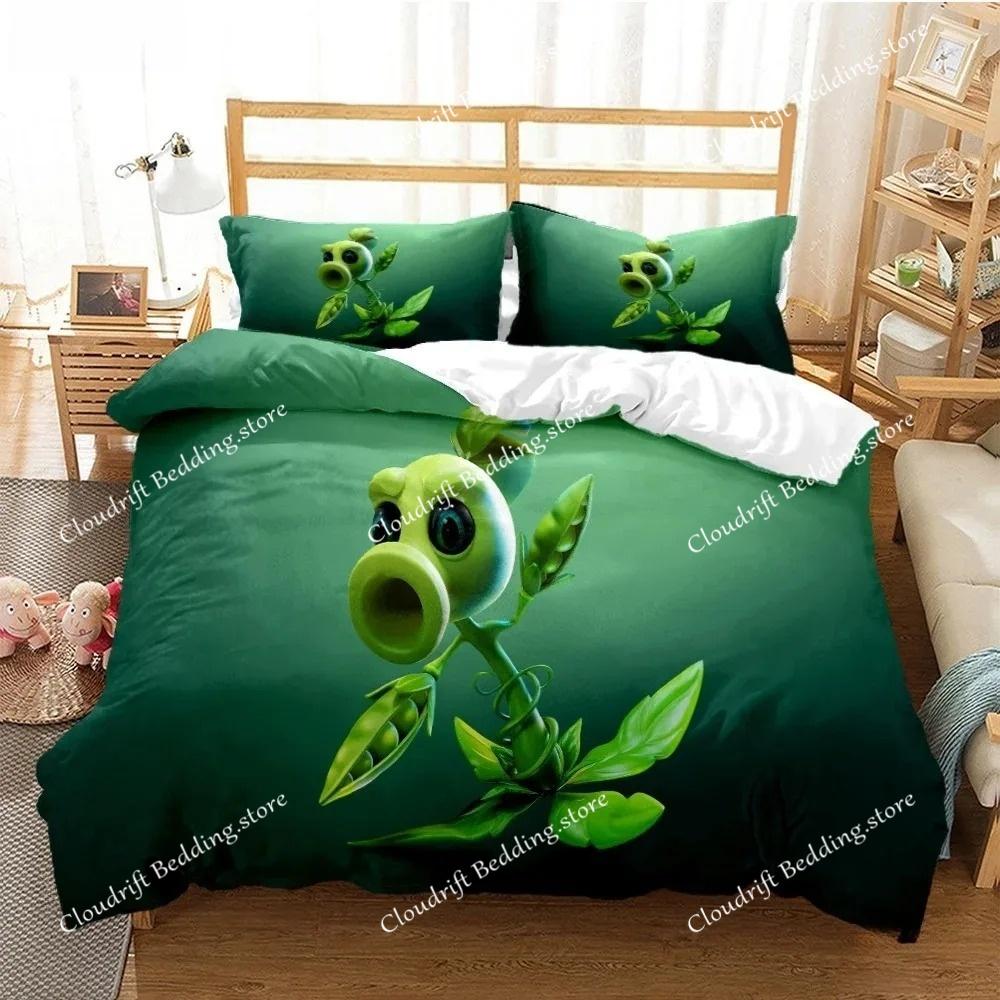 Plants Vs Bedding Sets Zombie US Europe UK Size Quilt Cartoon Bed Cover Duvet Cover Pillow Case Adult Children