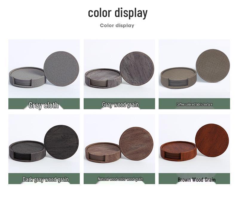 Round Double-Sided Leather Tea Coaster with Heat Insulation