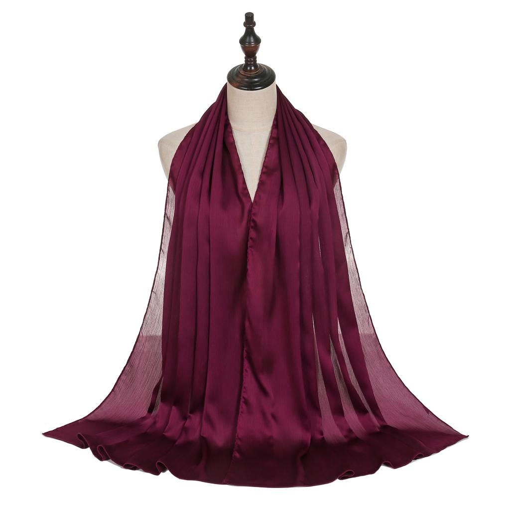New Arrival Crinkle Satin Chiffon Hijab Scarf Plain Shawls Wrinkle Scarves Women Muslim Turban Solid Color Headscarf 36 Colors