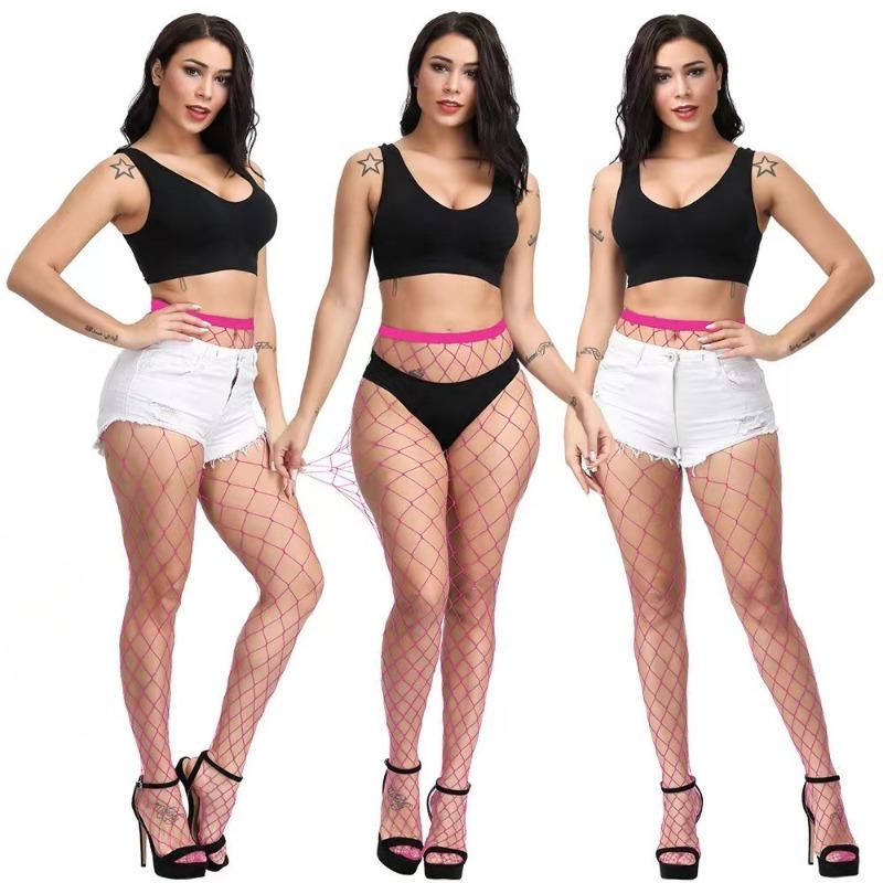 Erotic Pantyhose for Women Costumes Mid with Big Fishnet Stockings Plus Size Tights High Waist Hosiery