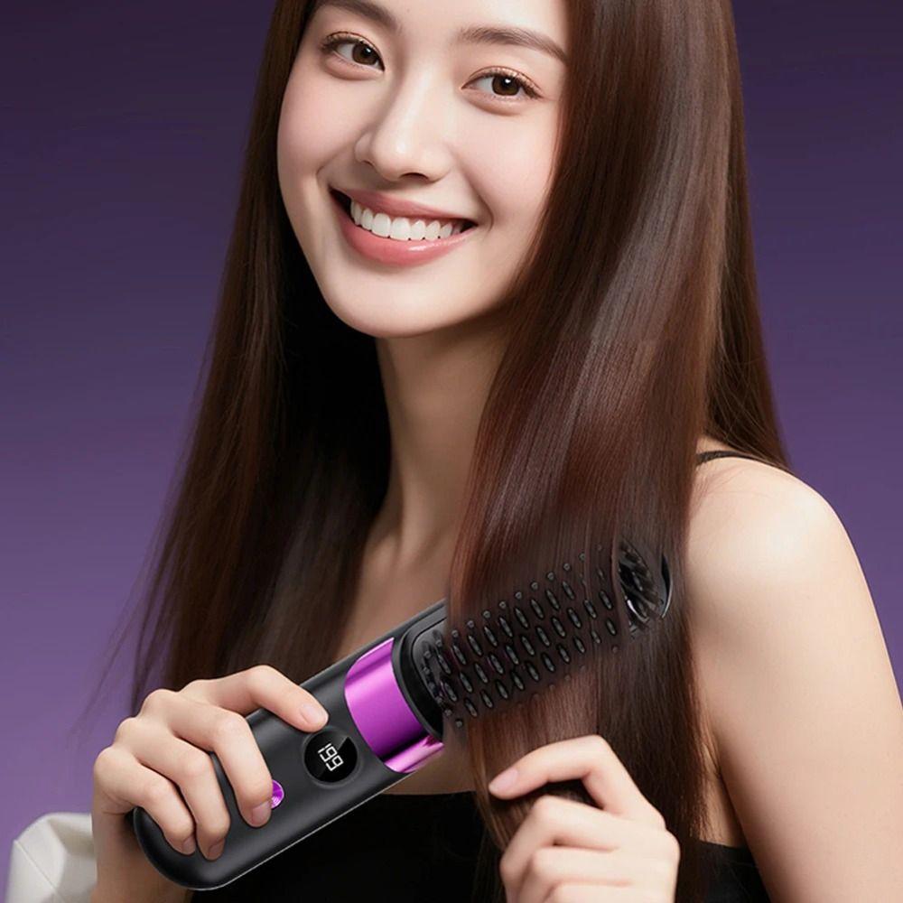 LCD Display Portable Hair Straightener Ceramic Coating Electric Straightening Comb Family Use