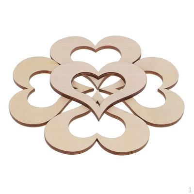 5 Blank Empty Heart Plaques In Unfinished Wood for DIY Craft Ornament