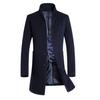 Men Winter Warm Solid Color Woolen Trench Coat Outwear Overcoat Long Jacket
