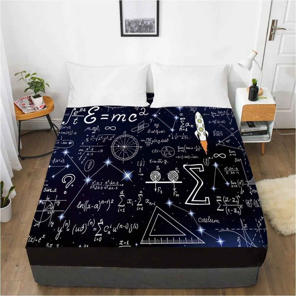 

Простыня на резинке 150x200/180/200/160x200 Наматрасник Чехол на кровать 1 шт. Геометрическая формула 150x200 Deep 30cm