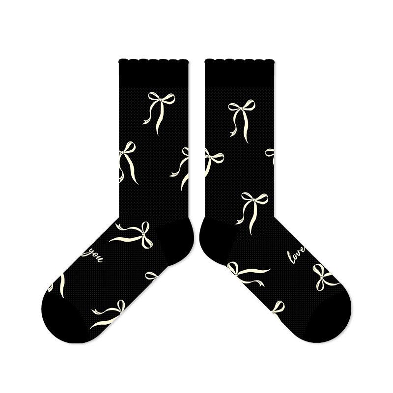 

Трендовые летние носки-гольфы до середины икры из стекла и шелка с кружевом и бантом 35-39 чёрный