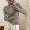 Piled Collar Solid Color All-match Knitted Sweater Women's Autumn and Winter Western-style Slim-fit Coat Inner Knitted Base Shirt