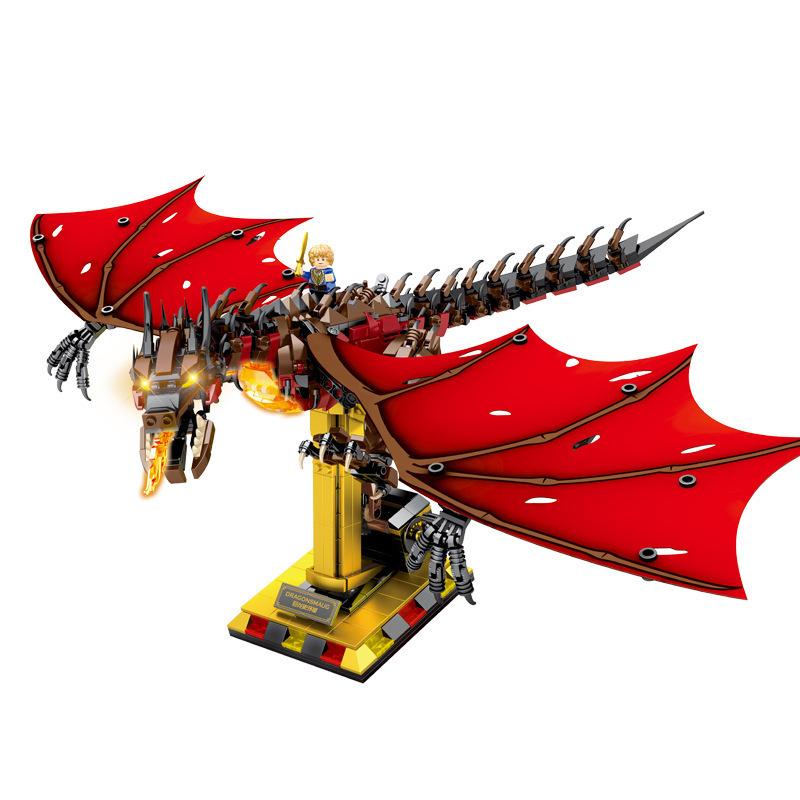 Flying Dragon Smaug Viserion Model Building Blocks Kids MOC Puzzle Educational Toy for Boys