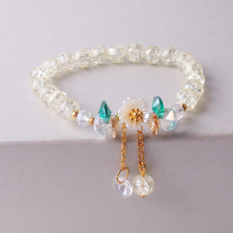 Korean New Luxury Crystal Flower Cubic Zirconia Pendant Bracelet Women Round Butterfly Shiny Rhinestone Bangle Jewelry