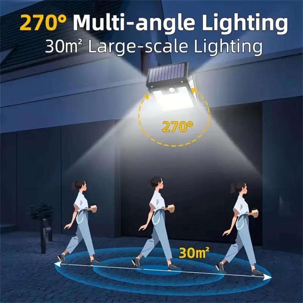 LED Solar Wall Lamp with Motion Sensor 3 Modes Foldable Waterproof Solar Lights for Outdoor Garden Security Lighting 2/4/8PCS