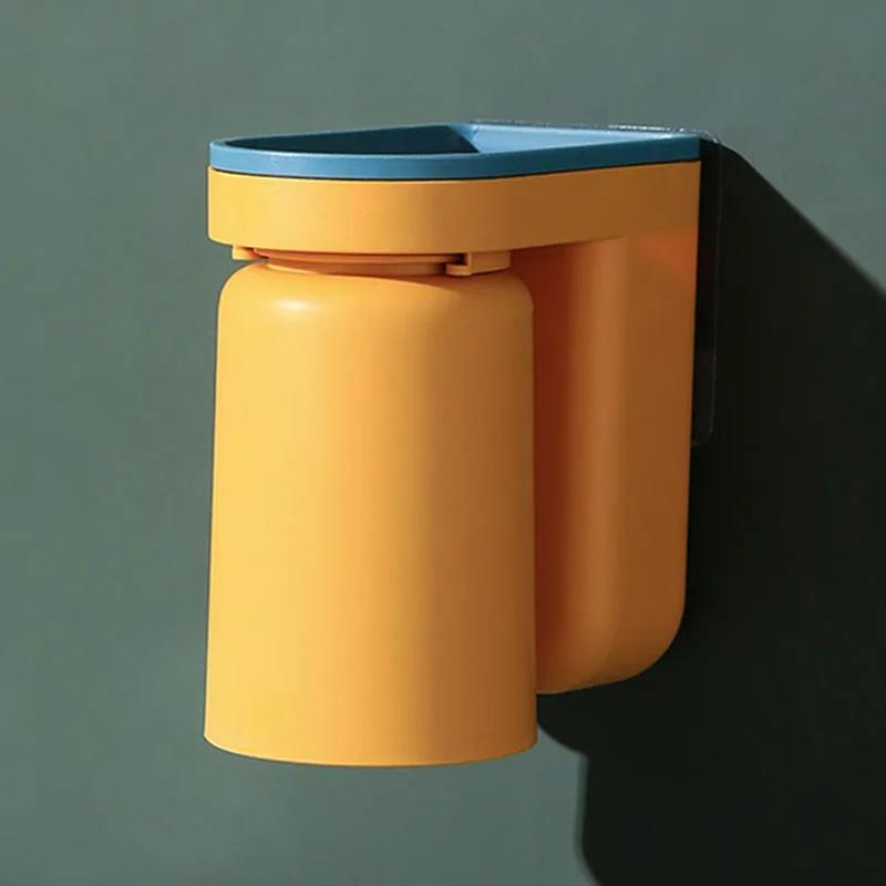 

Подставка для зубных щеток, роскошная, для ополаскивателя полости рта, бесплатная настенная коробка для хранения в ванной комнате, полка для зубных чашек для пары жёлтый